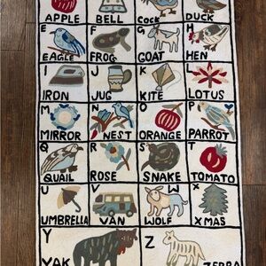Alphabet Handmade Kids Rug with Multicolor Design